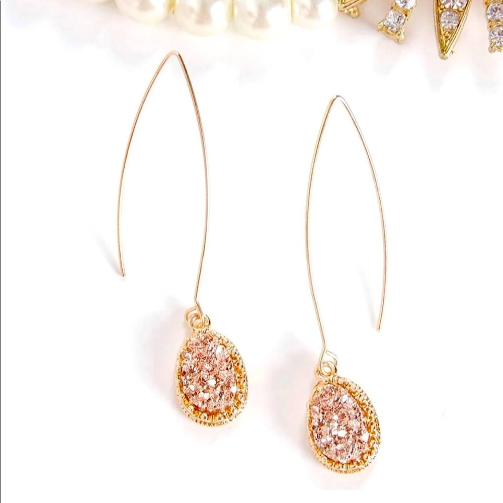 💞Gold & Pink Druzy earrings
